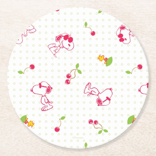 Erdnüsse | Muster für Snoopy und Holzfaser Runder Pappuntersetzer (Vorderseite)