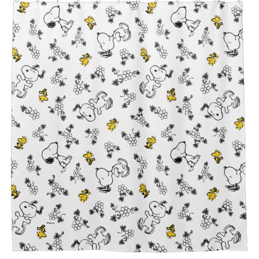Erdnüsse | Muster für Snoopy & Woodstock B&W-Blume Duschvorhang (Vorderseite)