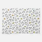 Erdnüsse | Muster für Snoopy & Woodstock B&W-Blume Geschirrtuch (Horizontal)