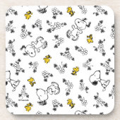 Erdnüsse | Muster für Snoopy & Woodstock B&W-Blume Getränkeuntersetzer (Vorderseite)