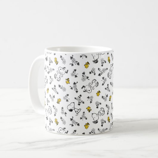 Erdnüsse | Muster für Snoopy & Woodstock B&W-Blume Kaffeetasse (Vorderseite Links)