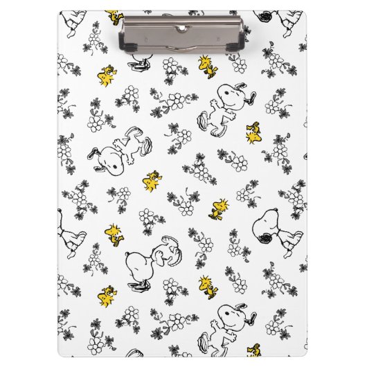 Erdnüsse | Muster für Snoopy & Woodstock B&W-Blume Klemmbrett (Vorderseite)