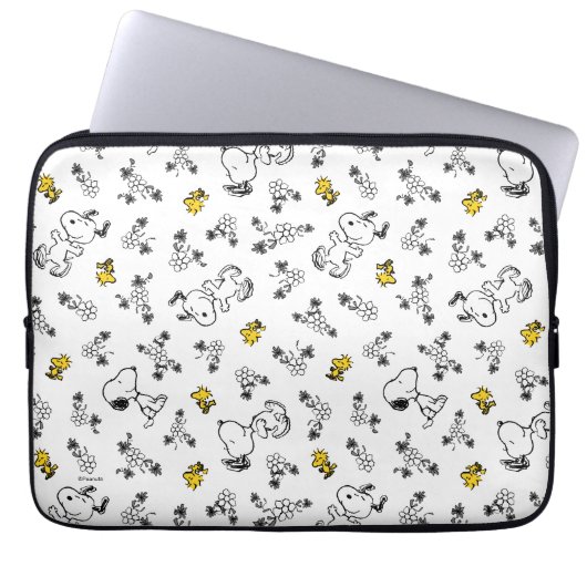 Erdnüsse | Muster für Snoopy & Woodstock B&W-Blume Laptopschutzhülle (Vorderseite)
