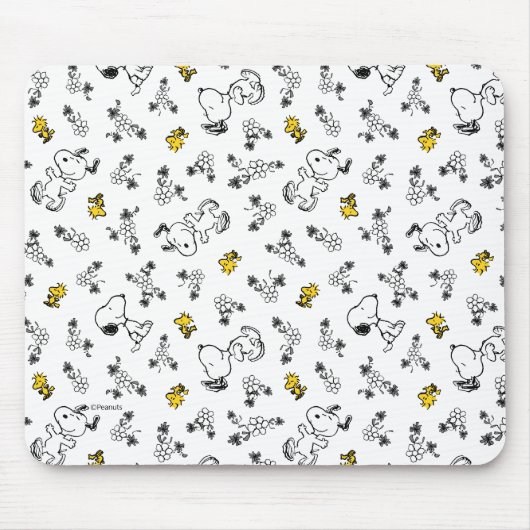 Erdnüsse | Muster für Snoopy & Woodstock B&W-Blume Mousepad (Vorne)