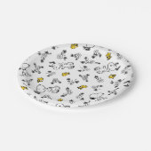 Erdnüsse | Muster für Snoopy & Woodstock B&W-Blume Pappteller (Schrägansicht)