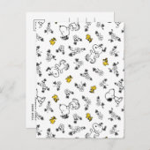Erdnüsse | Muster für Snoopy & Woodstock B&W-Blume Postkarte (Vorne/Hinten)