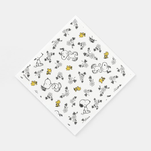 Erdnüsse | Muster für Snoopy & Woodstock B&W-Blume Serviette (Ecke)