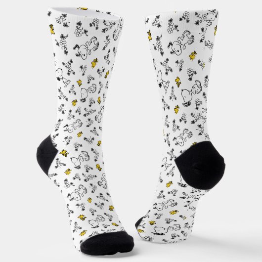 Erdnüsse | Muster für Snoopy & Woodstock B&W-Blume Socken (Gewinkelt)