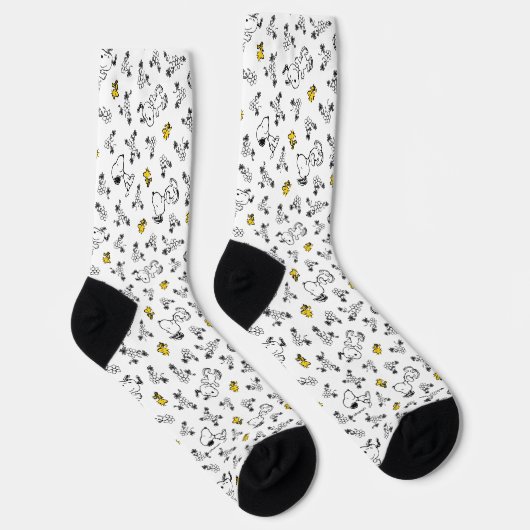 Erdnüsse | Muster für Snoopy & Woodstock B&W-Blume Socken (Rechts)