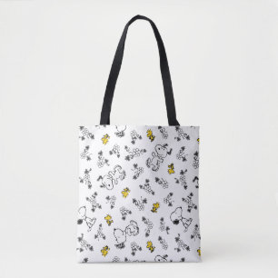 Erdnüsse   Muster für Snoopy & Woodstock B&W-Blume Tasche