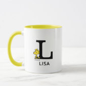 Erdnüsse | Name des Holzbestands und Monogramm L Tasse (Links)