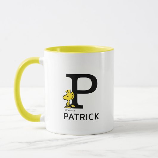 Erdnüsse | Name des Holzbestands und Monogramm P Tasse (Links)