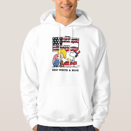 Erdnüsse | Patriotic Schroeder, Woodstock & Snoopy Hoodie (Vorderseite)