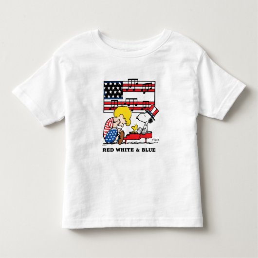 Erdnüsse | Patriotic Schroeder, Woodstock & Snoopy Kleinkind T-shirt (Vorderseite)