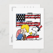 Erdnüsse | Patriotic Schroeder, Woodstock & Snoopy Postkarte (Vorne/Hinten)