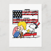Erdnüsse | Patriotic Schroeder, Woodstock & Snoopy Postkarte (Vorderseite)