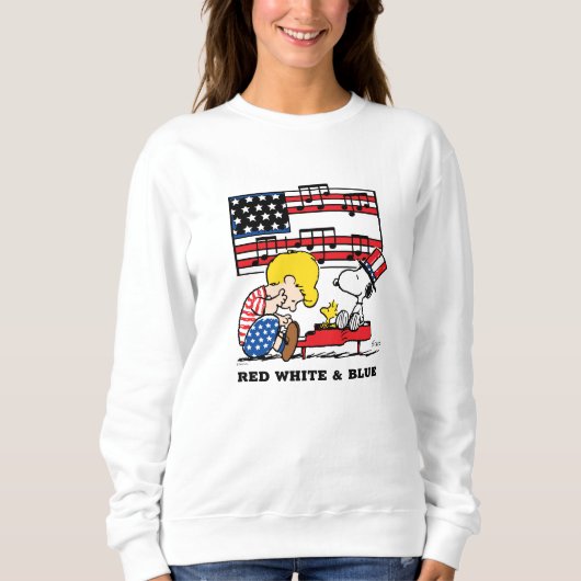 Erdnüsse | Patriotic Schroeder, Woodstock & Snoopy Sweatshirt (Vorderseite)