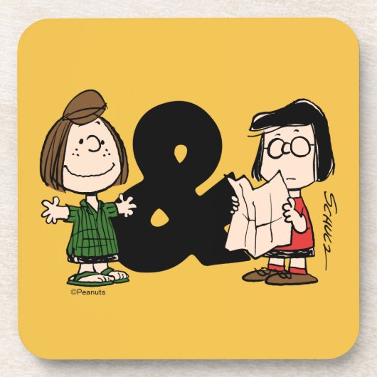 Erdnüsse | Peppermint Patty & Marcie Getränkeuntersetzer (Vorderseite)