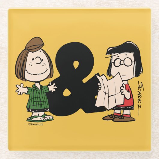 Erdnüsse | Peppermint Patty & Marcie Glasuntersetzer (Vorderseite)