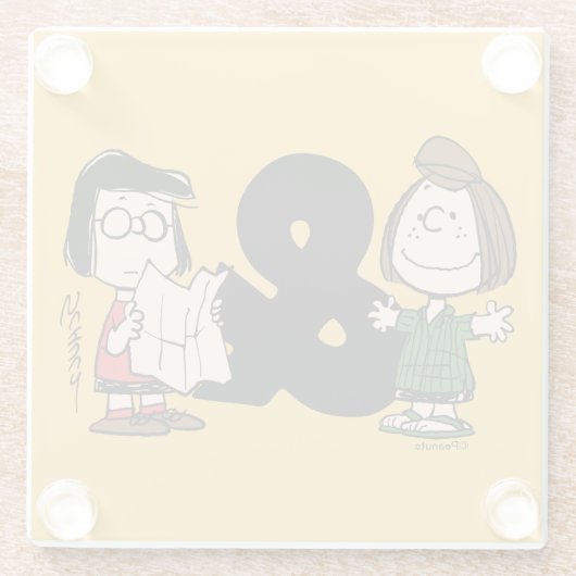 Erdnüsse | Peppermint Patty & Marcie Glasuntersetzer (Rückseite)