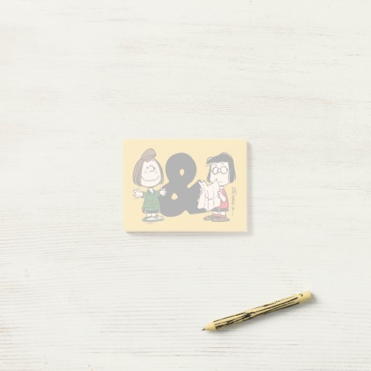 Erdnüsse | Peppermint Patty & Marcie Post-it Klebezettel (Auf Schreibtisch)