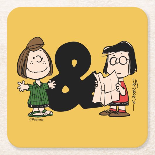 Erdnüsse | Peppermint Patty & Marcie Rechteckiger Pappuntersetzer (Vorderseite)