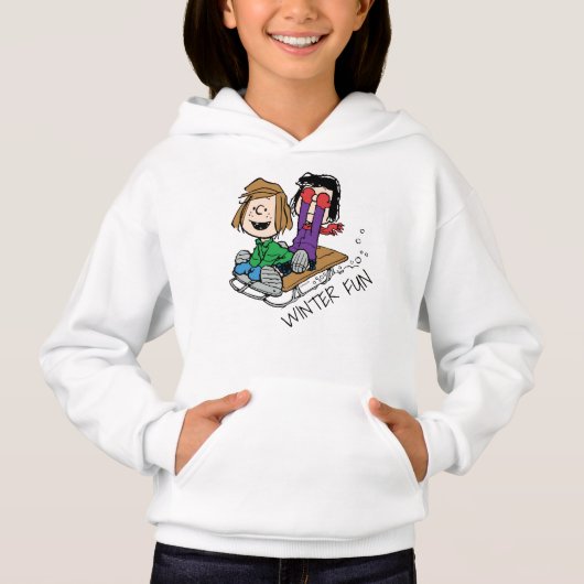 Erdnüsse | Peppermint Patty & Marcie Sled Riding Hoodie (Vorderseite)