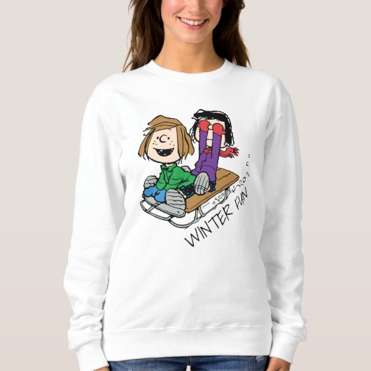 Erdnüsse | Peppermint Patty & Marcie Sled Riding Sweatshirt (Vorderseite)