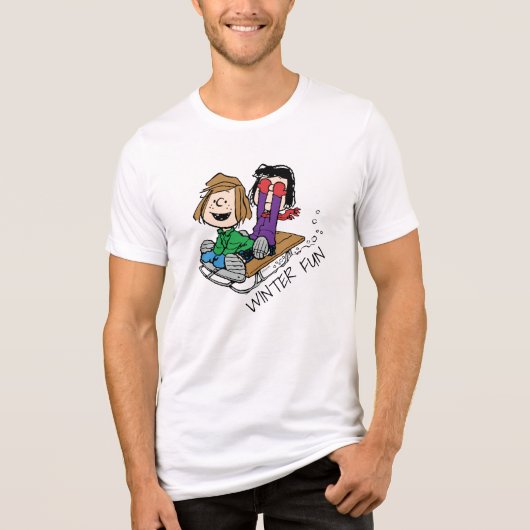 Erdnüsse | Peppermint Patty & Marcie Sled Riding Tri-Blend Shirt (Vorderseite)