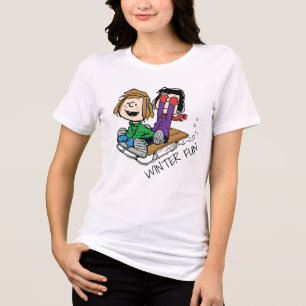 Erdnüsse   Peppermint Patty & Marcie Sled Riding Tri-Blend Shirt