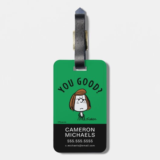 Erdnüsse | Peppermint Patty Sie gut? Gepäckanhänger (Rückseite vertikal)