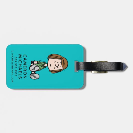 Erdnüsse | Peppermint Patty Sitzen Gepäckanhänger (Rückseite horizontal)