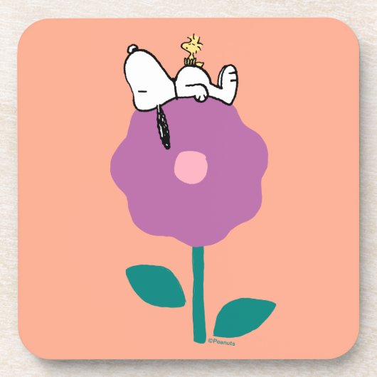 Erdnüsse | Pfeifen für Snoopy und Holz-Blume Getränkeuntersetzer (Vorderseite)