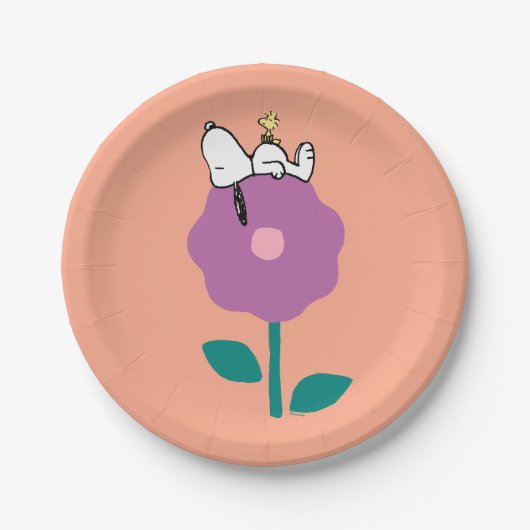 Erdnüsse | Pfeifen für Snoopy und Holz-Blume Pappteller (Vorderseite)