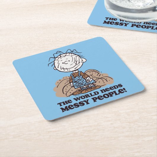 Erdnüsse | Pigpen Die Welt braucht die Geselligkei Rechteckiger Pappuntersetzer (angewinkelt)