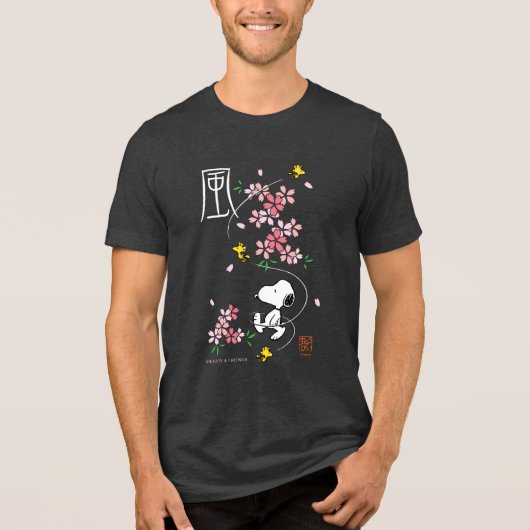 Erdnüsse | Rosa Frühlingsblüten aus Snoopy und Hol Tri-Blend Shirt (Vorderseite)