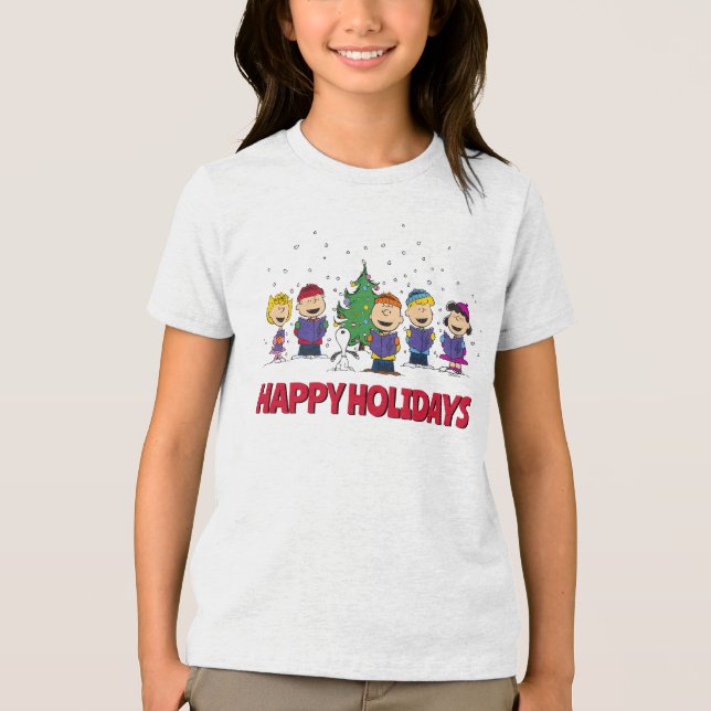 Erdnüsse | Rund um den Weihnachtsbaum Tri-Blend Shirt (Vorderseite)