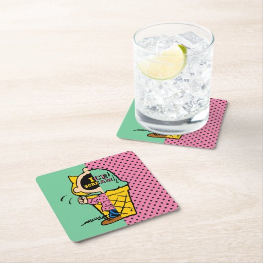 Erdnüsse | Sally Ice Cream Half & Halb Rechteckiger Pappuntersetzer (Vor Ort)