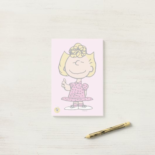 Erdnüsse | Sally Super Smile Post-it Klebezettel (Auf Schreibtisch)