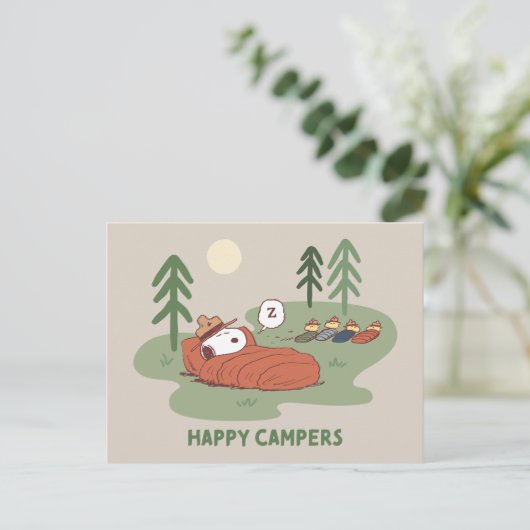 Erdnüsse | Schlafanzüge für Snoopy und Holz Postkarte (Stehend Vorderseite)