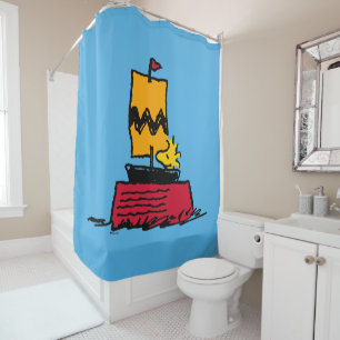 Erdnüsse Seeschiff aus Holz Duschvorhang