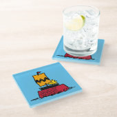 Erdnüsse | Seeschiff aus Holz Glasuntersetzer (Schrägansicht)