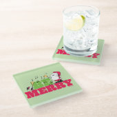 Erdnüsse | Sei frohe Weihnachten Glasuntersetzer (Schrägansicht)