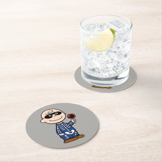 Erdnüsse | Skeleton Charlie Brown Runder Pappuntersetzer (Vor Ort)