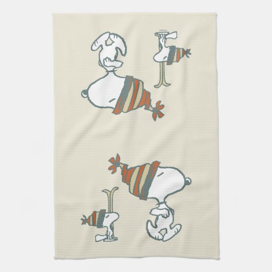 Erdnüsse | Skitour Snoopy & Woodstock Geschirrtuch (Vertikal)