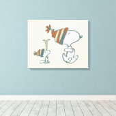 Erdnüsse | Skitour Snoopy & Woodstock Leinwanddruck (Insitu (Holzboden))