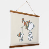 Erdnüsse | Skitour Snoopy & Woodstock Wandteppich Mit Holzrahmen (Gewinkelt)