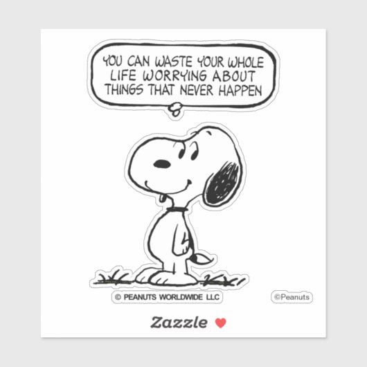 Erdnüsse | Snoopie, die man nicht das ganze Leben  Aufkleber (Blatt)