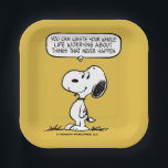 Erdnüsse | Snoopie, die man nicht das ganze Leben  Pappteller<br><div class="desc">Snoopy,  der geliebte Beagle aus dem Peanuts Comic Strip,  bietet eine weise Perspektive,  sich durch seine humorvolle Antik und philosophische Muskeln zu sorgen. Dieses Design hat einen seiner Ratschläge.</div>