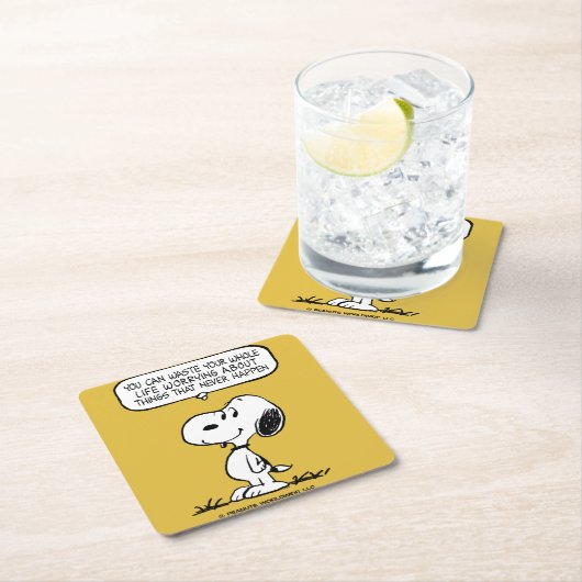 Erdnüsse | Snoopie, die man nicht das ganze Leben Rechteckiger Pappuntersetzer (Vor Ort)